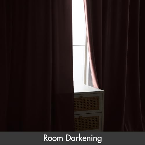 Light Pink Blackout Velvet Curtains Drapes 108 Inch Long 52"x108" (2 Count)