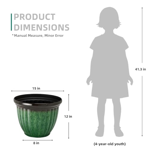 Autodaya 15" Large Planters For Outdoor Plants Set Of 2 Plastic Flower Pots (2 Count)