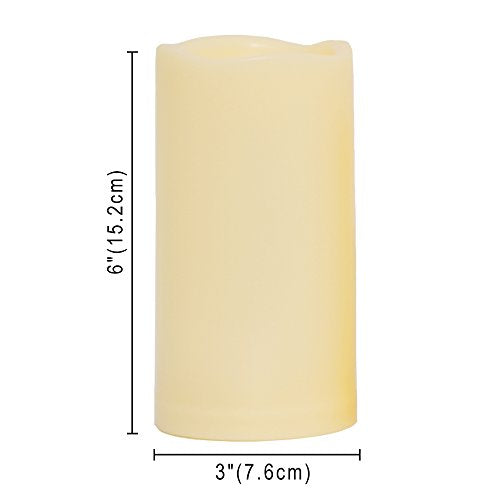 Waterproof Outdoor Battery Operated Flameless Candles with Remote Timer Plastic Flickering Fake Electric LED Pillars for Lantern Garden Wedding Christmas Decorations 3x6 Inches 3 PCS (3 Count)