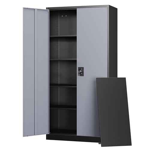 Metal Garage Storage Cabinets with Lock Door and Adjustable Shelves