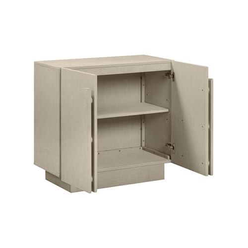 Iris Mid Century Modern Arched Curio Cabinet with Beige Linen Finish