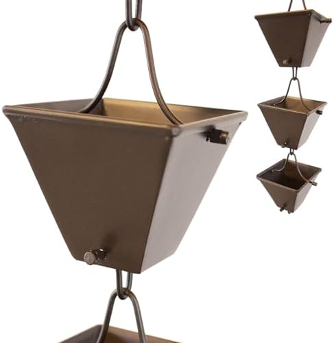 Nutshell Stores Medium Square Cups Rain Chain - Bronze - 16 Feet