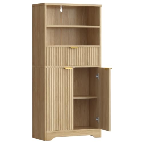 Tall Storage Cabinet with Adjustable Shelf & Drawer