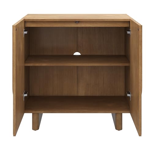 Kelly Mid Century Style Credenza with Geometric Carved Doors (4 Count)