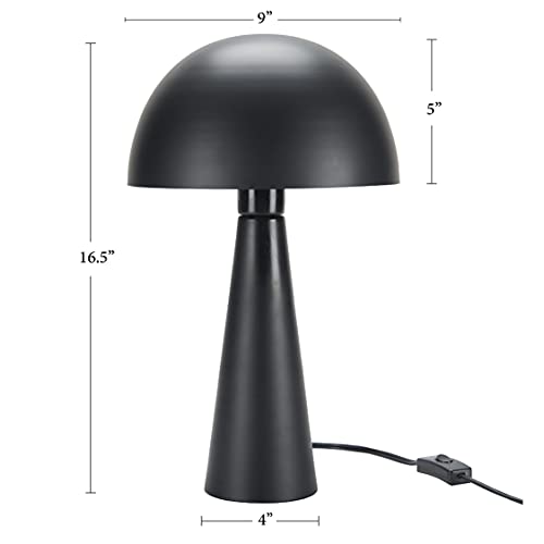 Home 16" Matte Black Metal Mushroom Table Lamp