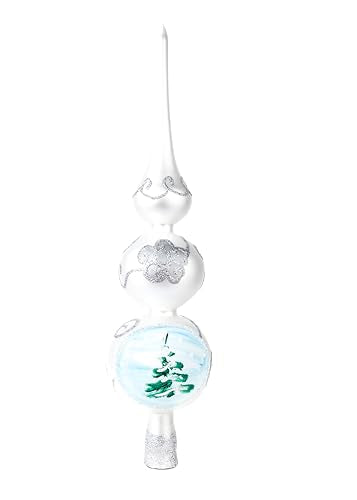 Christmas Tree Topper Ornaments Mouth Blown Ornament Glass Finial Tree Topper Hand Decorated Made in Poland