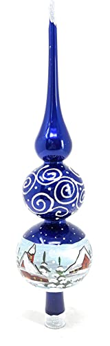 Spitz Glass Christmas Tree Topper Mouth Blown by Polish Artisans and Hand Decorated with Embellishments Made in Poland