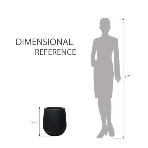 16.9" H Large Tall Plastic Black Planter w