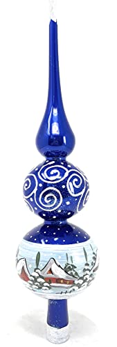 Spitz Glass Christmas Tree Topper Mouth Blown by Polish Artisans and Hand Decorated with Embellishments Made in Poland