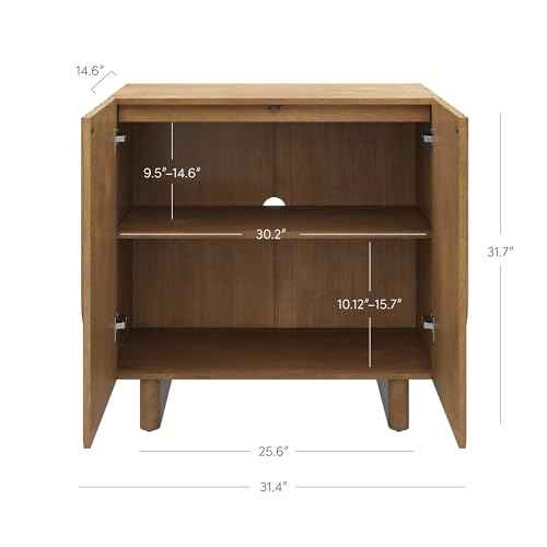 Kelly Mid Century Style Credenza with Geometric Carved Doors