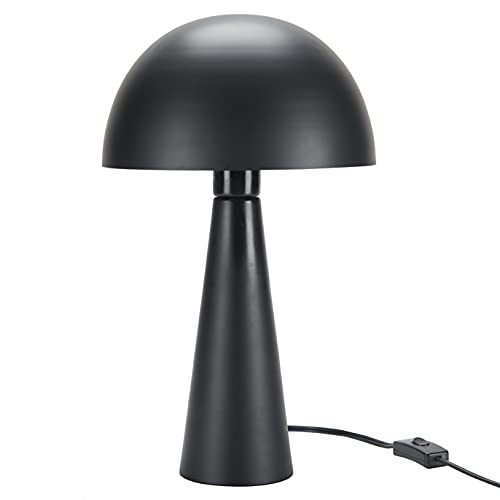 Home 16" Matte Black Metal Mushroom Table Lamp
