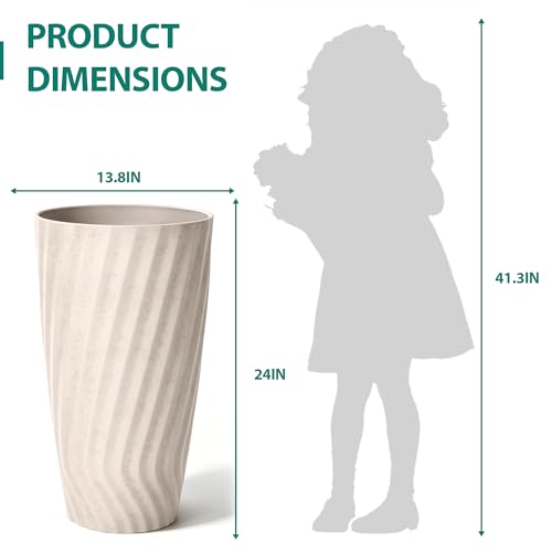 24" Resin Tall Outdoor Planters (2 Count)