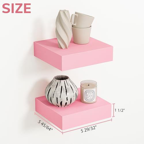 Pink Floating Shelves for Wall (2 Count)
