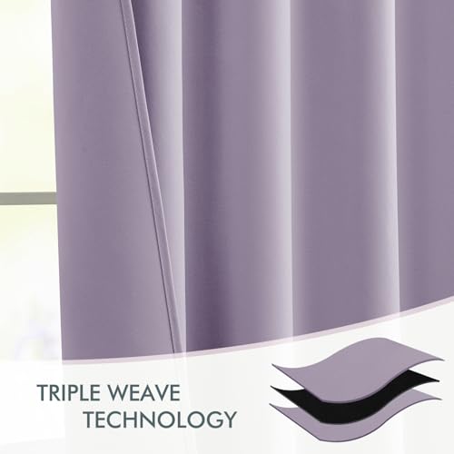 Lilac Back Tab Blackout Curtains 52x72 Inches Long 2 Panels Set (2 Count)