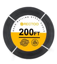 Black 200FT 1/8" T316 Stainless Steel Cable with Cutter, 7x7 Strands Aircraft Wire Rope for Deck Railing, Stair Handrail, Porch Fence, High Strength for Indoor and Outdoor Use