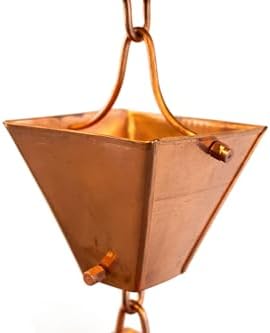 Nutshell Stores Medium Square Cups Rain Chain - Copper - 19 Feet