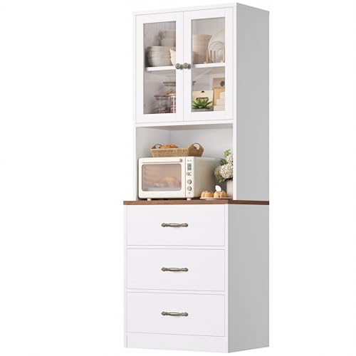 71“ Tall Kitchen Pantry Storage Cabinet with Microwave Stand