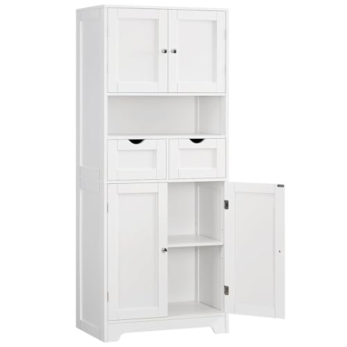 Tall Storage Cabinet with Adjustable Shelf & 2 Drawers