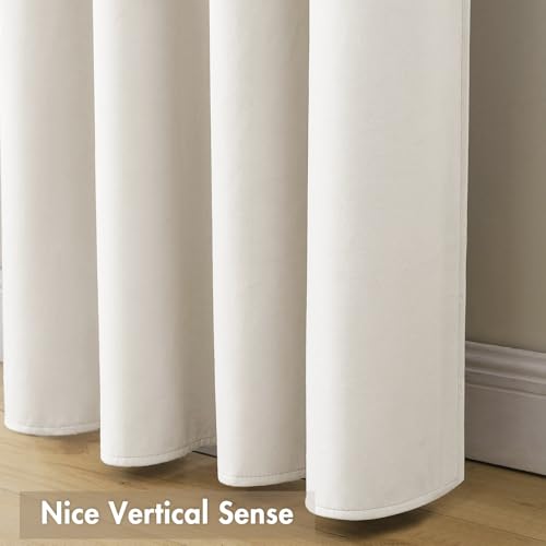 Ivory Blackout Velvet Curtains Drapes 108 Inch Long 52"x108" Bedroom (2 Count)