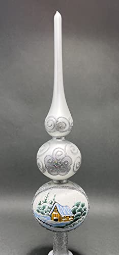 Christmas Blown Glass Tree Topper Mouth Blown Christmas Finials Tree Topper Elegant Hand Decorated Made in Poland