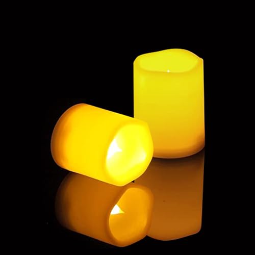 Waterproof Outdoor Battery Operated Flameless Candles with Auto Timer Flickering Plastic Resin Electric LED Pillar Lights for Lantern Patio Garden Wedding Party Decorations 3x4 Inches 2 Pack White (2 Count)