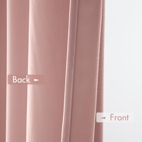 Light Pink Blackout Velvet Curtains Drapes 108 Inch Long 52"x108" (2 Count)