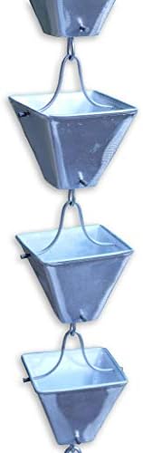 Nutshell Stores Medium Square Cups Rain Chain - Aluminum - 17 Feet