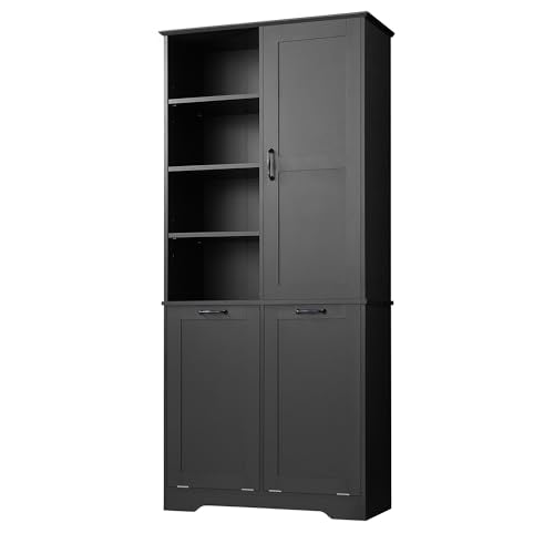 68" Tall Bathroom Storage Cabinet with Door and 2 Tilt