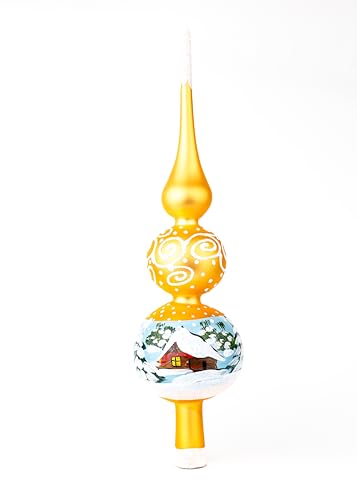 Crystal Finial Tree Topper Mouth Blown Traditional Tree Toppers Christmas Decorations Christmas Tree Topper Spire Hand Decorated Made in Poland