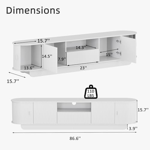 86.6'' Fluted TV Stand for 55