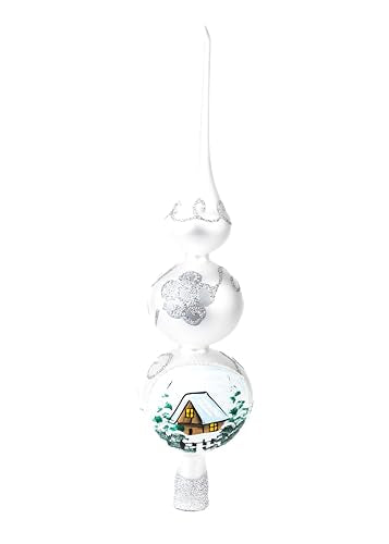 Christmas Blown Glass Tree Topper Mouth Blown Christmas Finials Tree Topper Elegant Hand Decorated Made in Poland