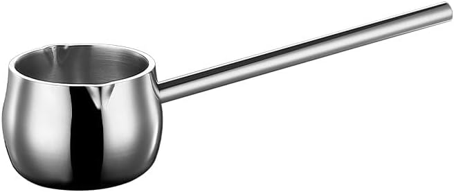 IMEEA Mini Butter Warmer Pot, 10oz/300ml Extra Small Milk Warmer, Small Saucepan with Long Handle, SUS304 Tri-Ply Stainless Steel