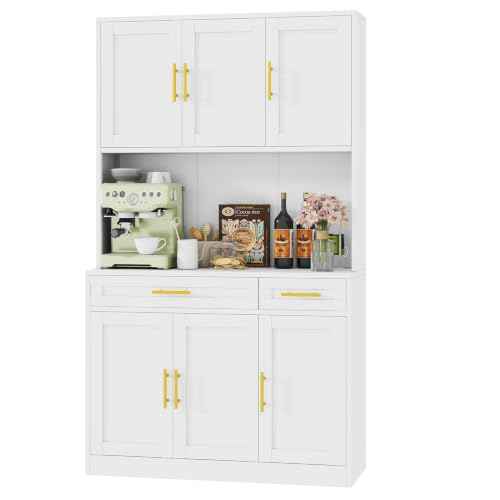 71" Metal Large Pantry Storage Cabinet with Adjustable Shelves
