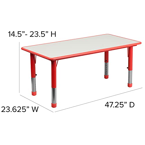 Red 47.25x23.5 Activity Table Set with 6 Chairs