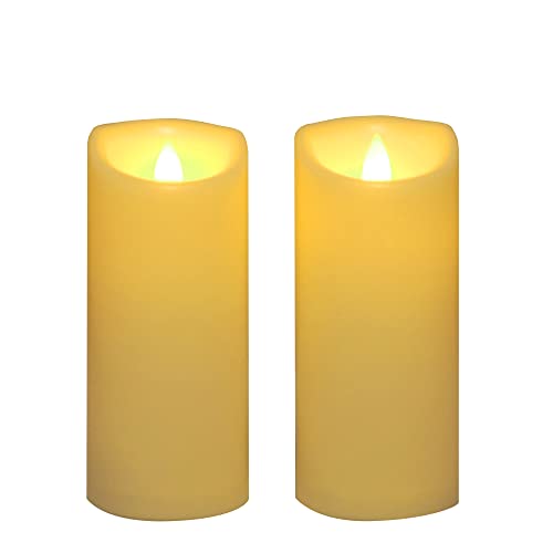 Outdoor Battery Operated Flameless Candles with Remote Timer D3”xH7” 2 PCS (2 Count)