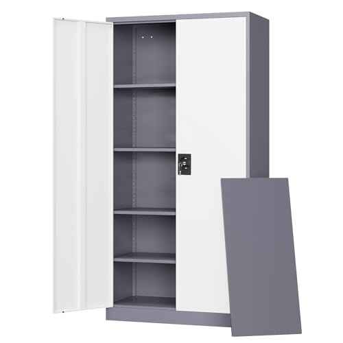 Metal Garage Storage Cabinets with Lock Door and Adjustable Shelves