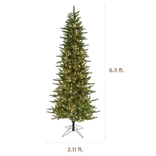 6.5 Ft. Carmel Pine Slim Artificial Christmas Tree with Warm White LED Lights and Stand