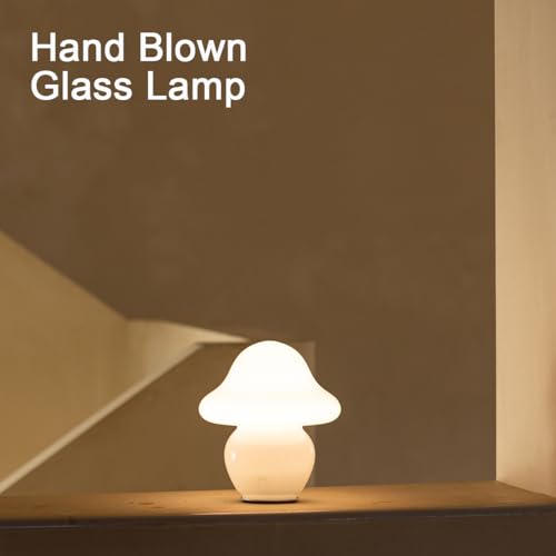Mushroom Lamp Glass Mushroom Table Lamp for Bedrooms