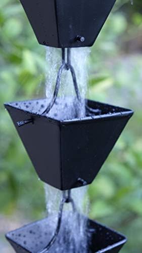 Nutshell Stores Medium Square Cups Rain Chain - Black - 13 Feet