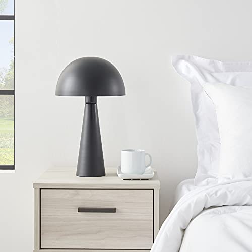 Home 16" Matte Black Metal Mushroom Table Lamp