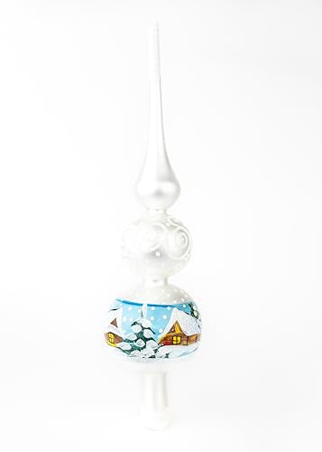Spitz Glass Christmas Tree Topper Mouth Blown by Polish Artisans and Hand Decorated with Embellishments Made in Poland
