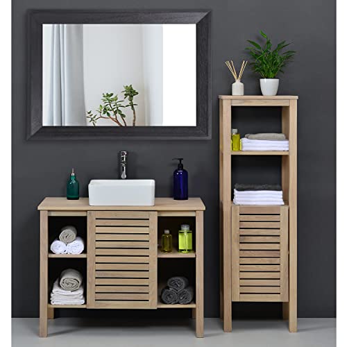 Black Mirrors for Wall Rectangle Wood Framed Large 26"x18" Decorative Wall Mirror for Bedroom Bathroom Living Room Dressing Room Entryway