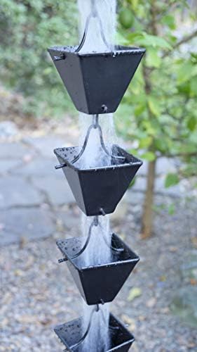 Nutshell Stores Medium Square Cups Rain Chain - Black - 13 Feet