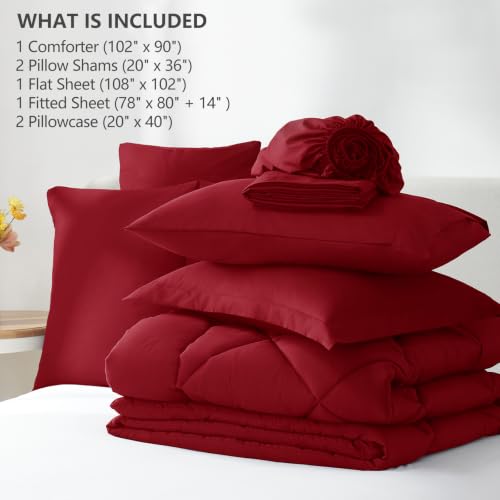 King Size Comforter Set Dark Red