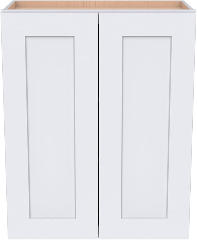 Wall-Mounted Cabinet – Solid Wood Shaker Style Medicine Cabinet with Adjustable Shelves & Soft-Close Doors for Bathroom, Kitchen, and Office Storage (White, 42" W x 12" D x 30" H)