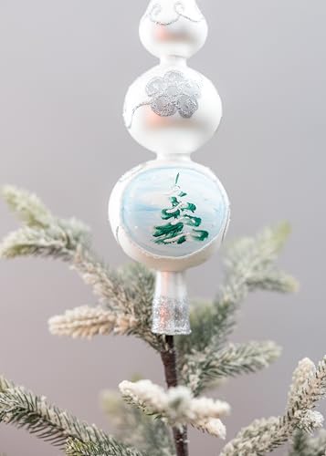Christmas Tree Topper Ornaments Mouth Blown Ornament Glass Finial Tree Topper Hand Decorated Made in Poland