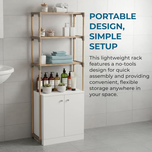 Over-the-Toilet Bathroom Storage Shelf, Wood, Natural, 3-Tier