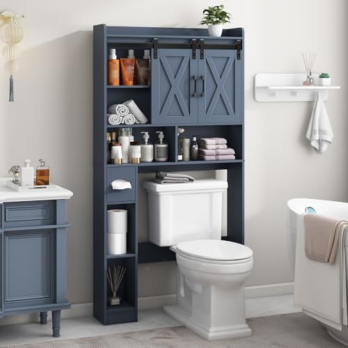 Over The Toilet Storage Cabinet with Sliding Doors