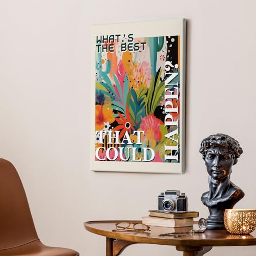 What's the Best That Could Happen Maximalist Floral Framed Canvas Painting Wall Art Decor