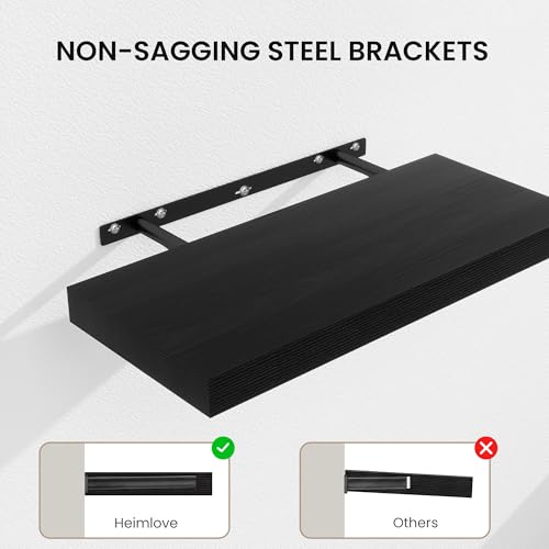 Floating Shelves 31.5" W x 10.3" D Black Set of 2 (2 Count)